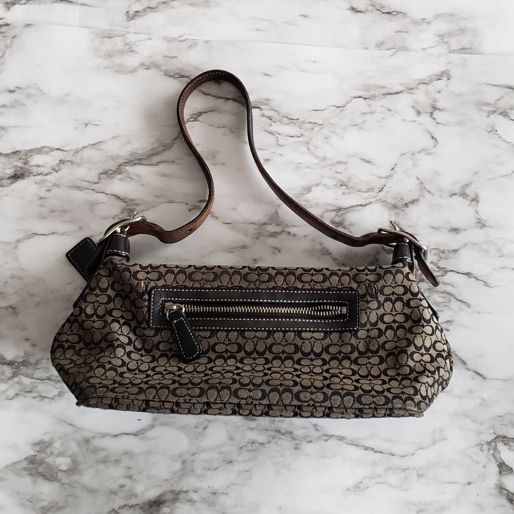 Coach purse mini signature black canvas c print - Picture 2 of 8